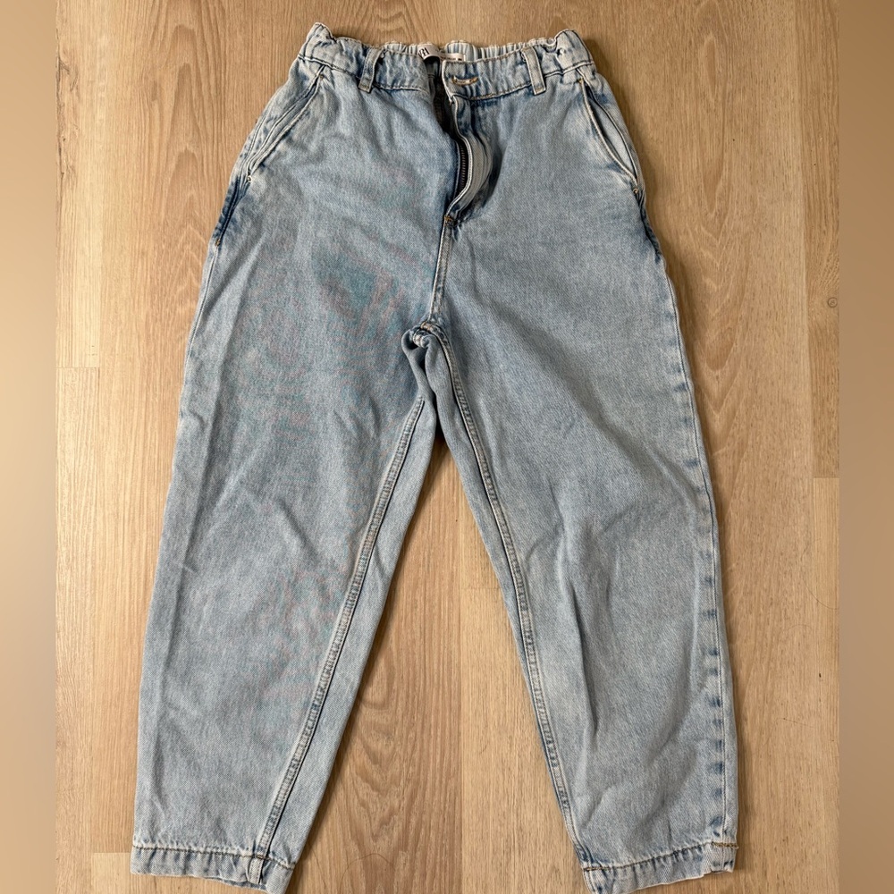 Zara Paperbag Baggy Light Blue Denim Jeans Size 0